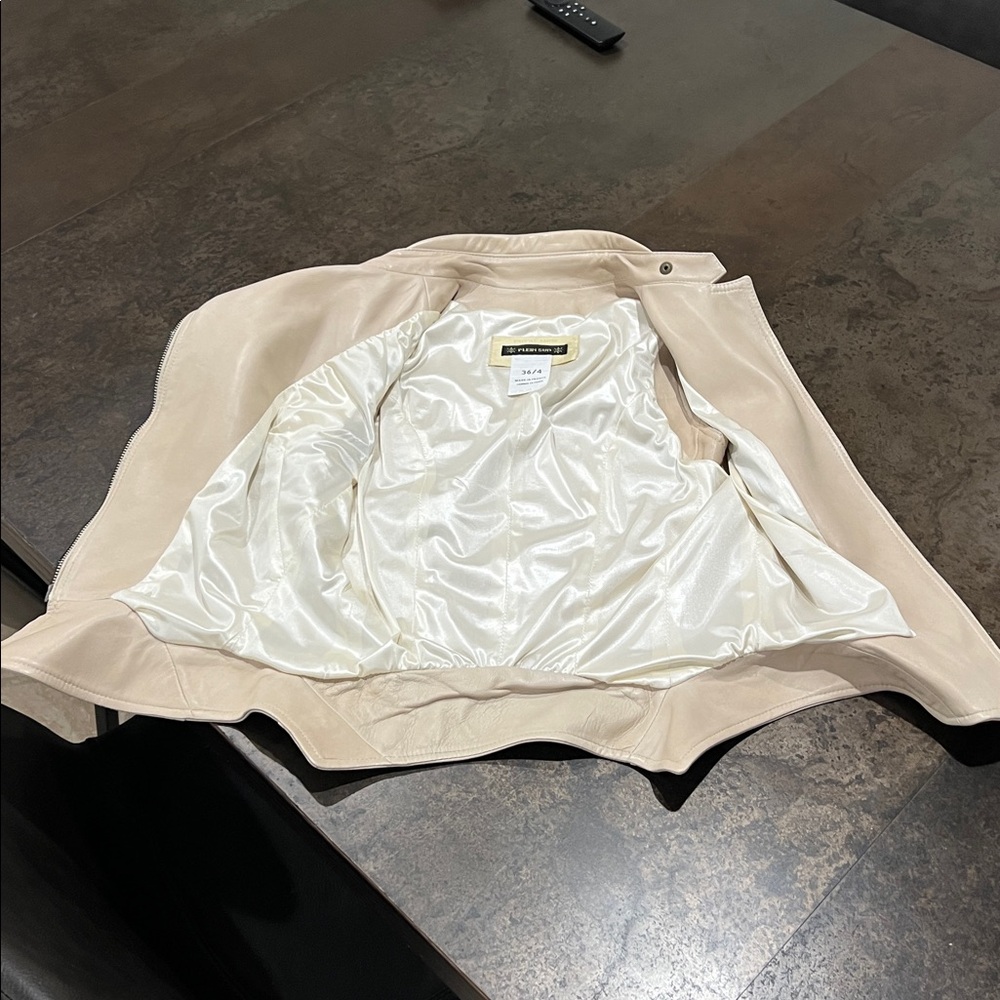 Plein Sud Creamy Leather Zippered Sleeveless Top 36/4 - Picture 8 of 8